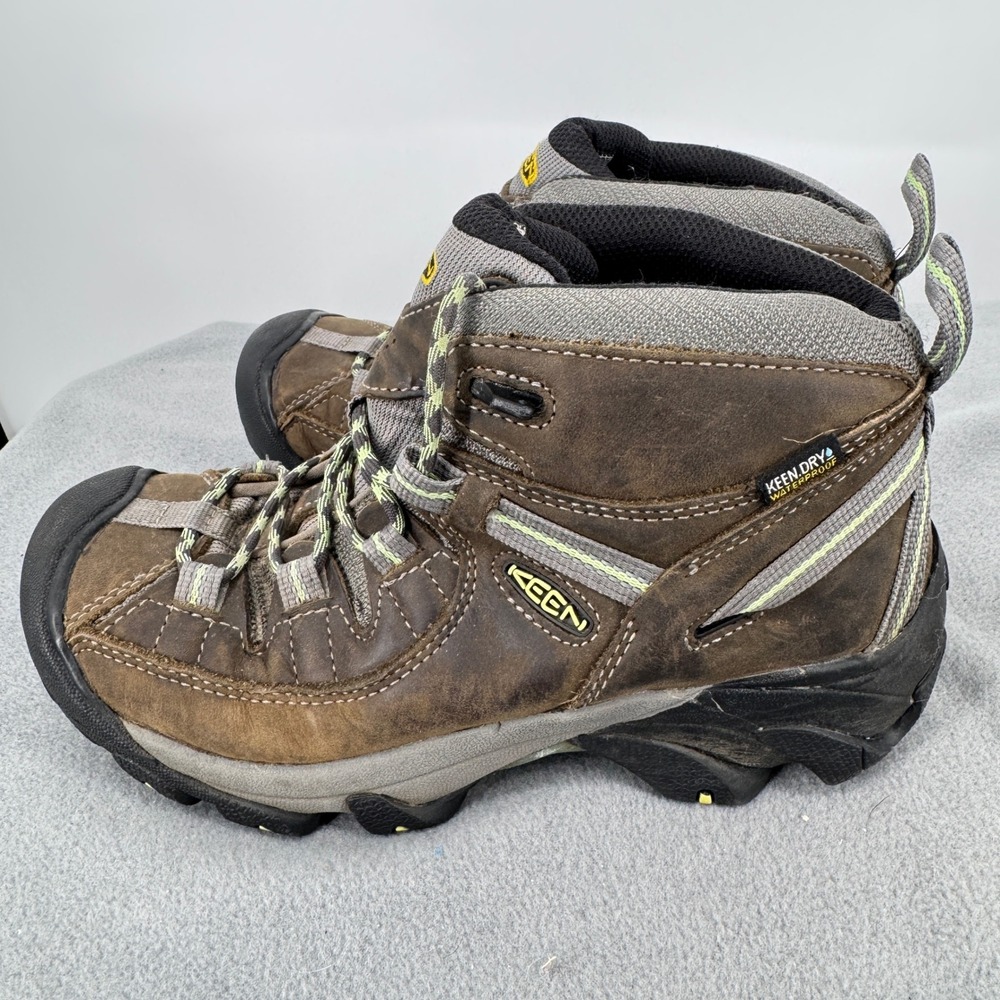 KEEN Targhee II Mid Womens 8 Waterproof Hiking Boots Brown Lime 1014997